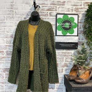 Miracle Olive Textured cardigan Sweater Womens small